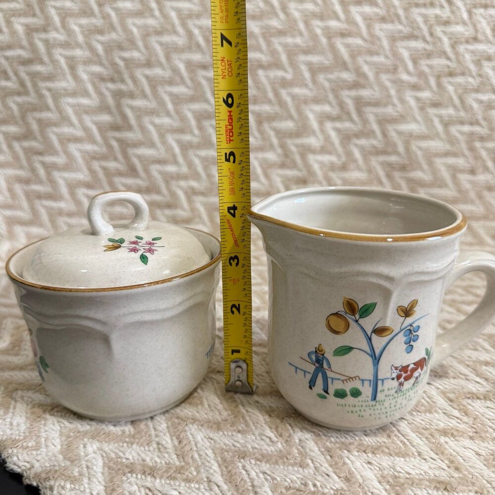 Vintage International China Stoneware HEARTLAND Creamer & Sugar Bowl - Picture 10 of 10